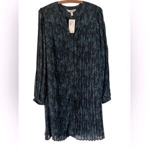 Garnet Hill New with Tags Pleated Mara Dress Size S Fall Flowy Blue